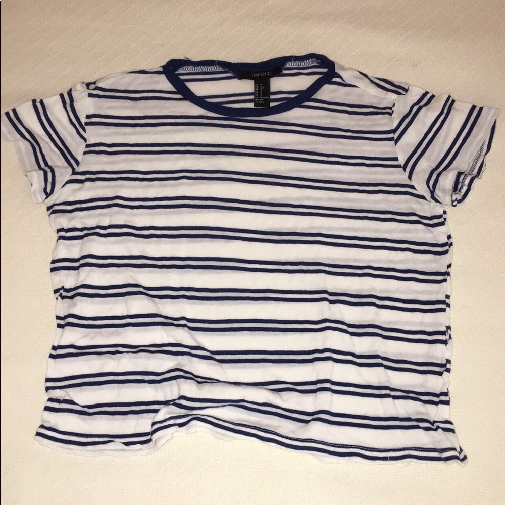 Blue striped forever 21 shirt.